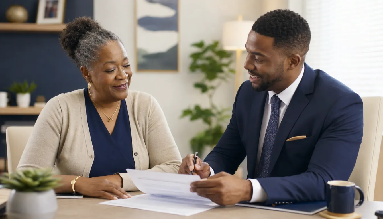 An advisor helping an older client review important documents