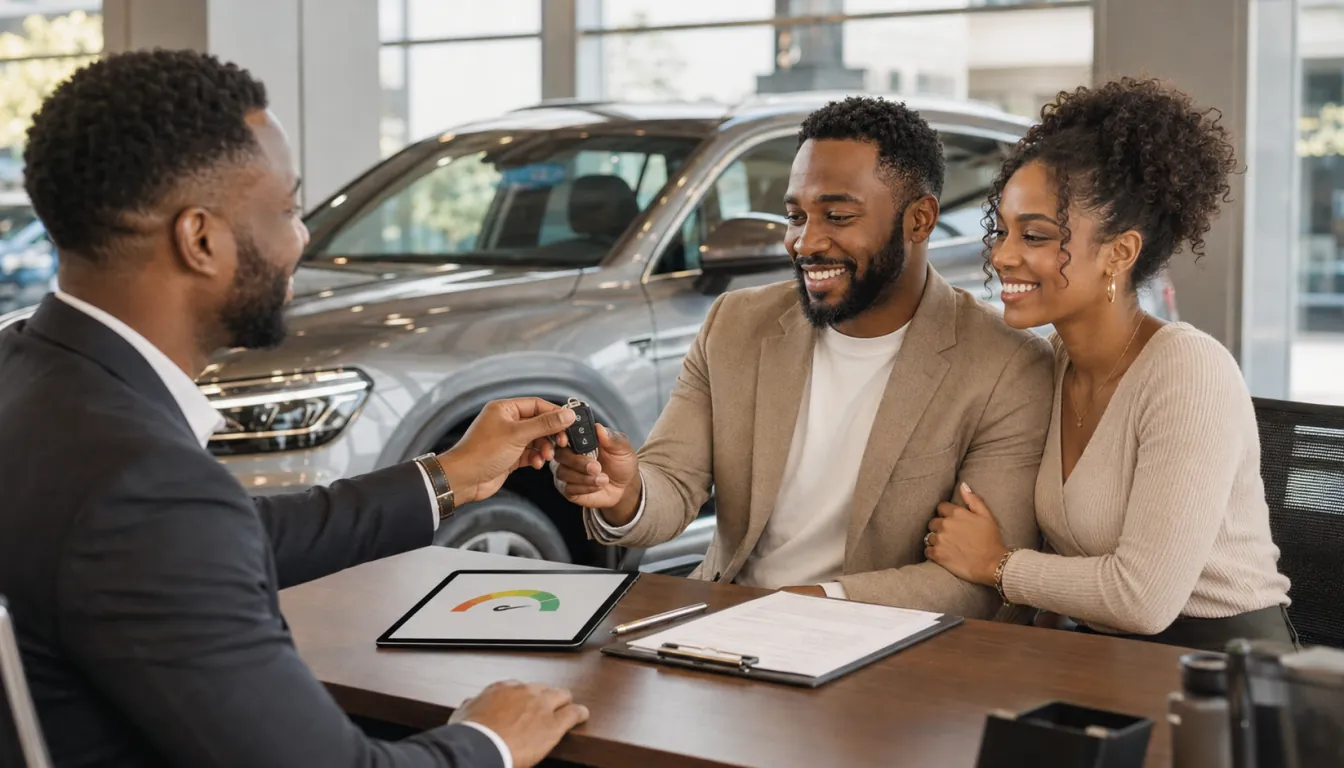 A couple discussing an auto purchase with a financial professional