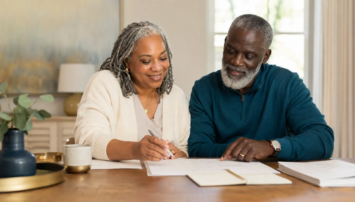 An older couple working together on their financial plans